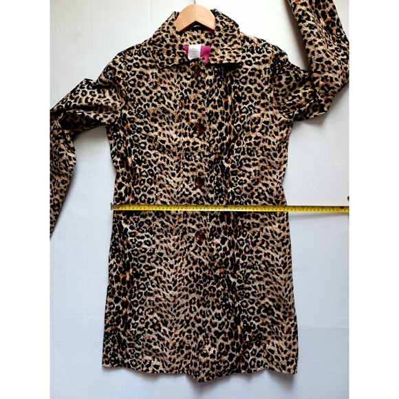 Leopard Print 4-Button Front Collared Trench Coat - Tan/Black - Picture 8 of 16